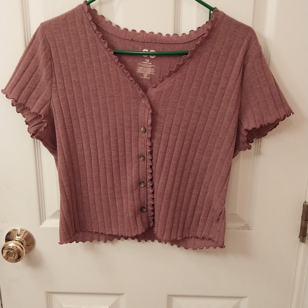 SO Cropped Button Front Top